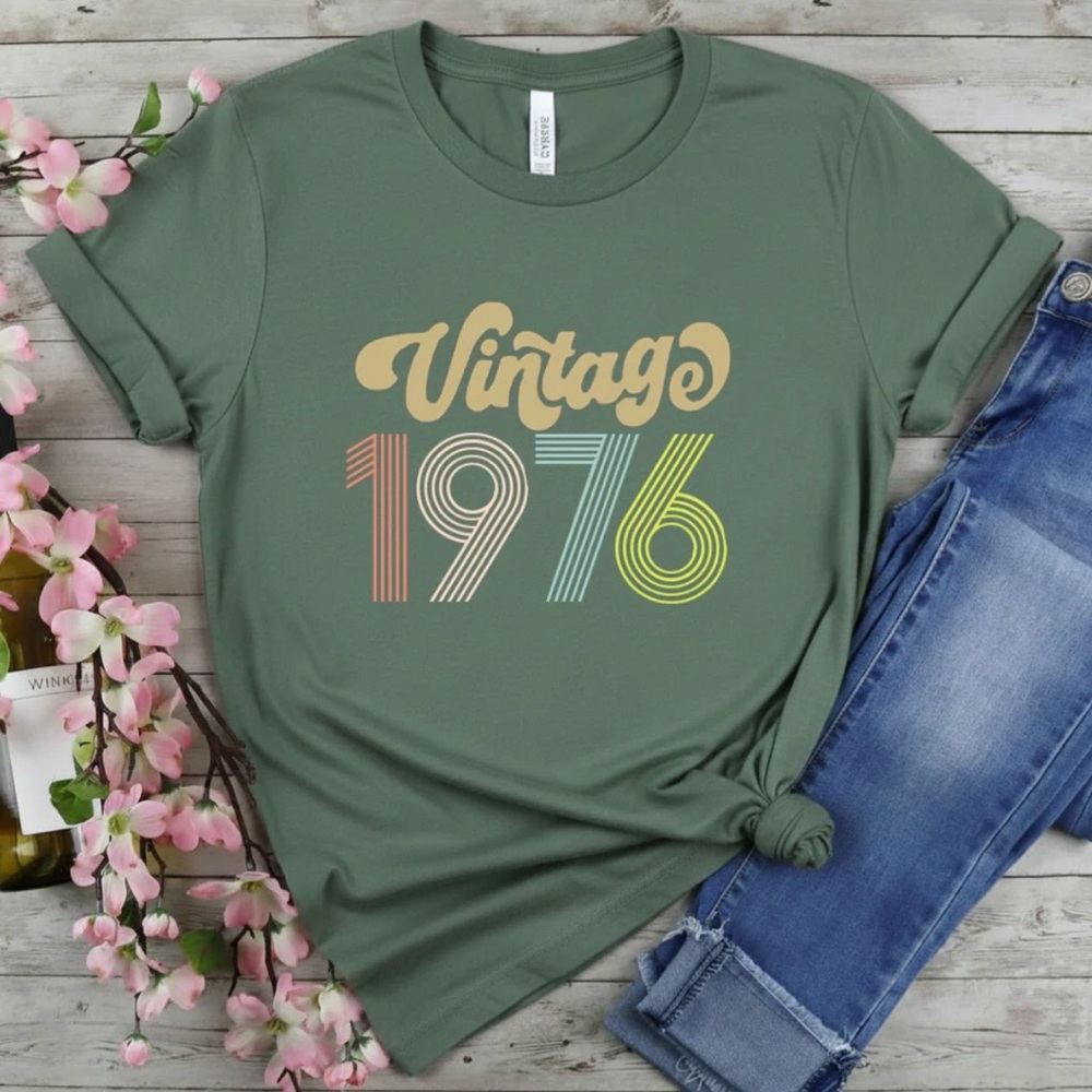 Vintage 1976 Graphic Tee In Organic Cotton - Green - 3XL